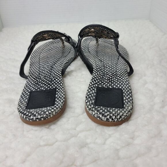 Tory Burch Miller 2 Pewter Metal Logo Beige Brown Snake Print - Picture 4 of 9